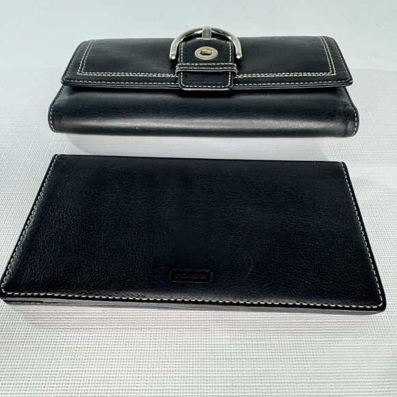 Coach Soho Buckle Black Leather Trifold Wallet - Picture 8 of 15